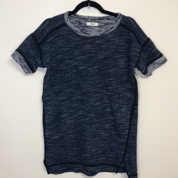 Madewell Marled Textured Blue Sweatshirt Dress Size Small - Picture 3 of 8